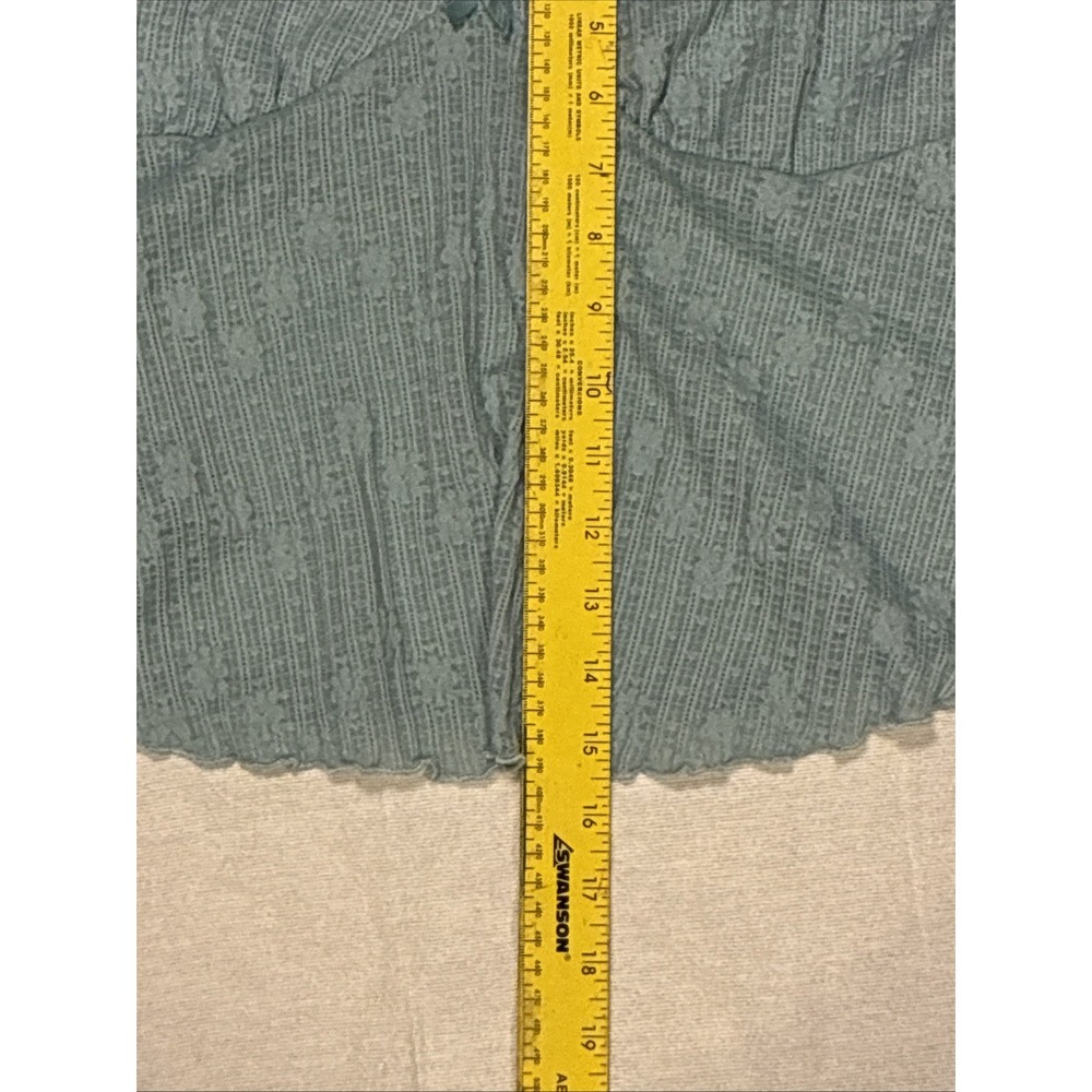 Women's Top XL Green Baby doll Puff Sleeve V-Neck Bow Pastel Milkmaid Coquette - Picture 3 of 8